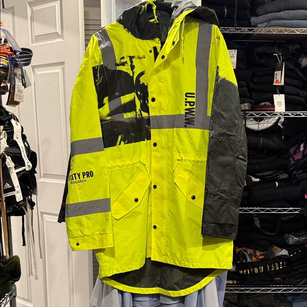 V-Files x U.P.W.W. High-Visibility Yellow and Black Rain Jacket